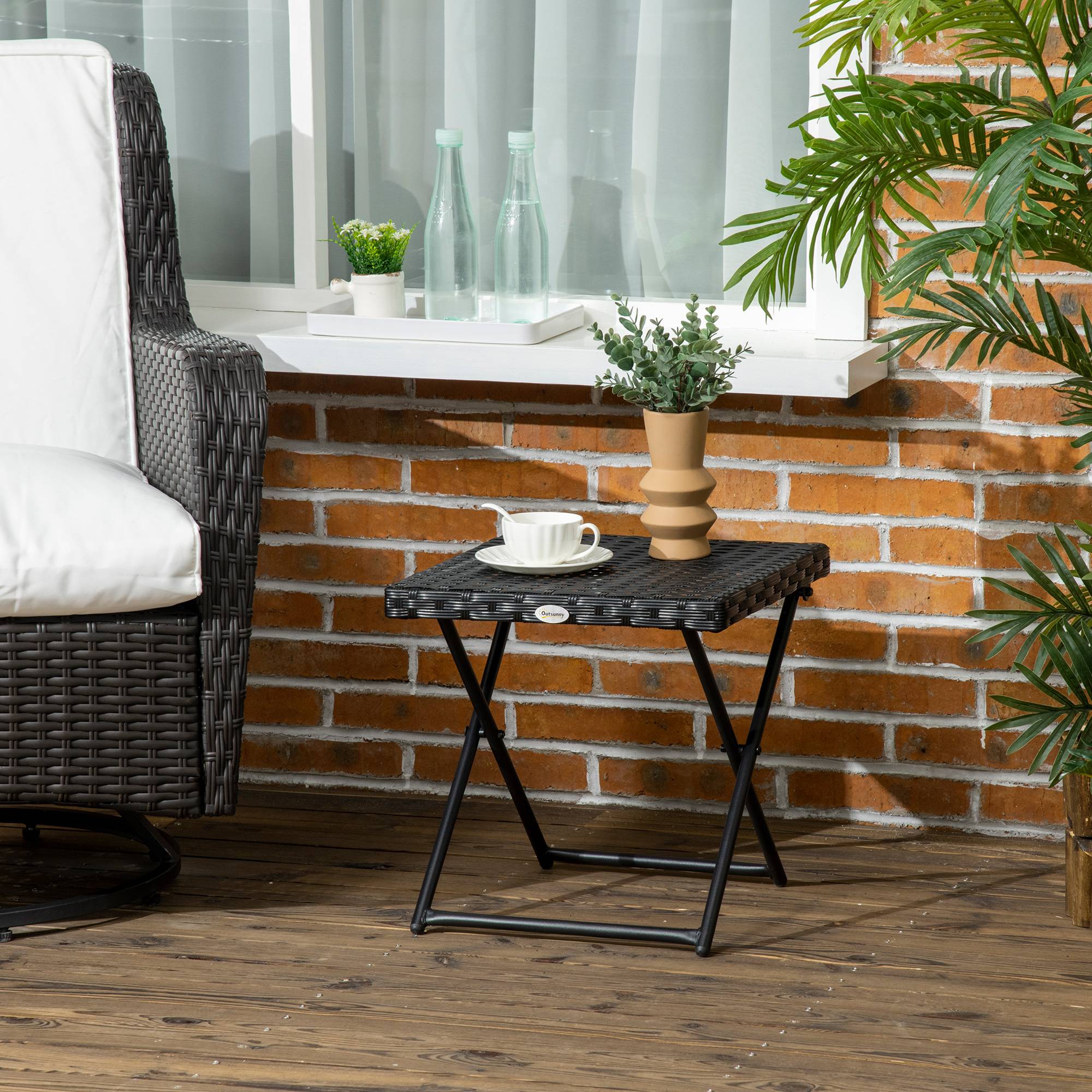 ComfortXL - Table basse pliable Résine tressée Balcon & terrasse Gain de place 40x40x40cm Noir - ComfortXL Outdoor Living - Image 4