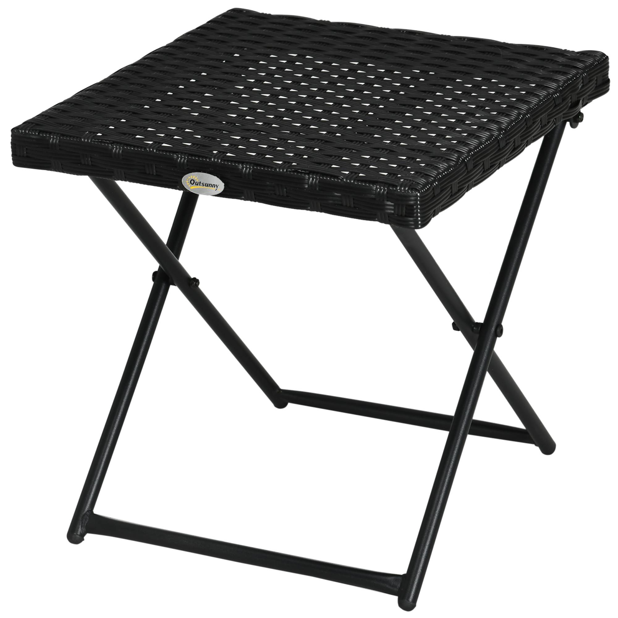 ComfortXL - Table basse pliable Résine tressée Balcon & terrasse Gain de place 40x40x40cm Noir - ComfortXL Outdoor Living - Image 2