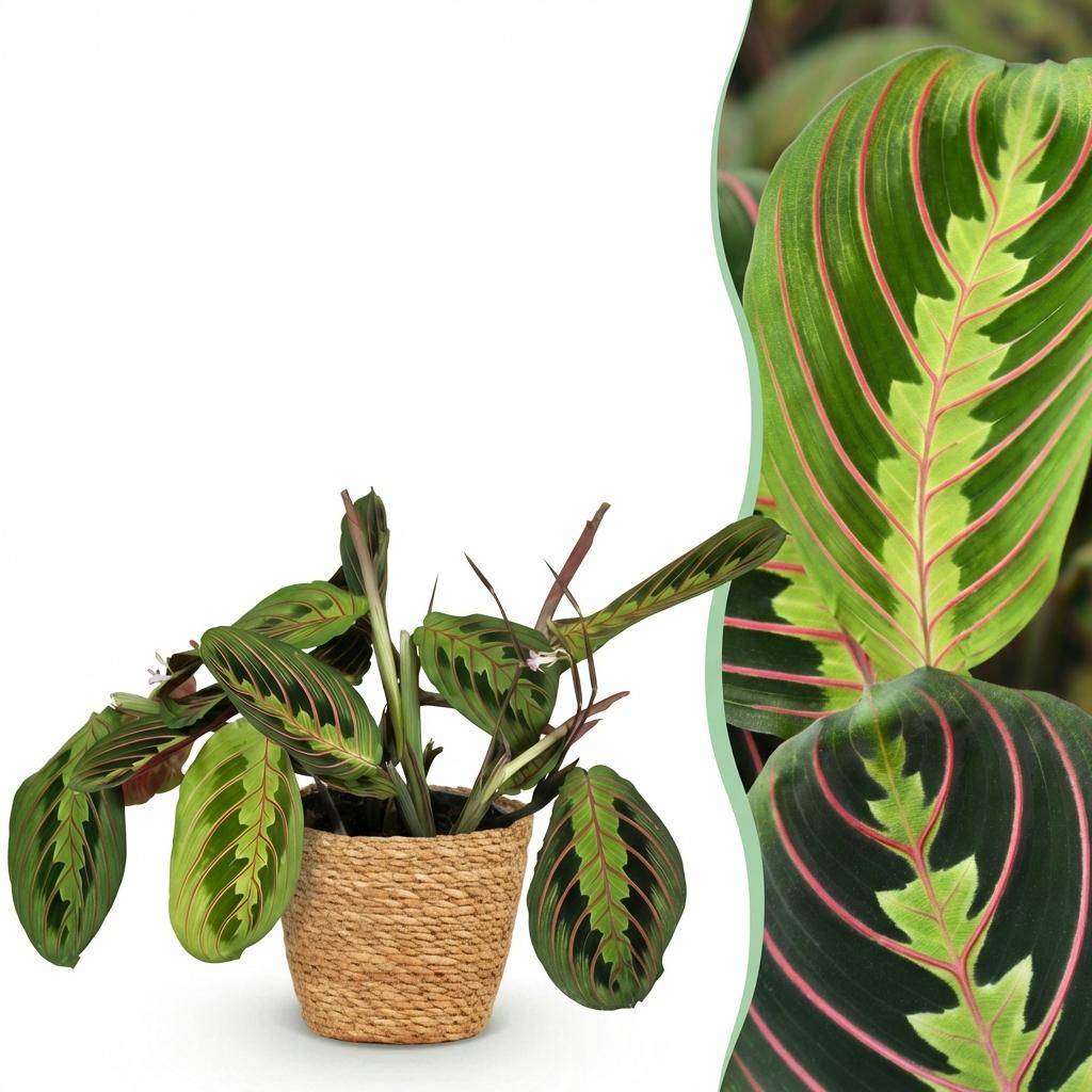 Maranta Fascinator Tricolour - Pet-friendly - Pot de 12cm - Hauteur 25cm - 1 plante - Panier - Plantes d'intérieur - Image 1