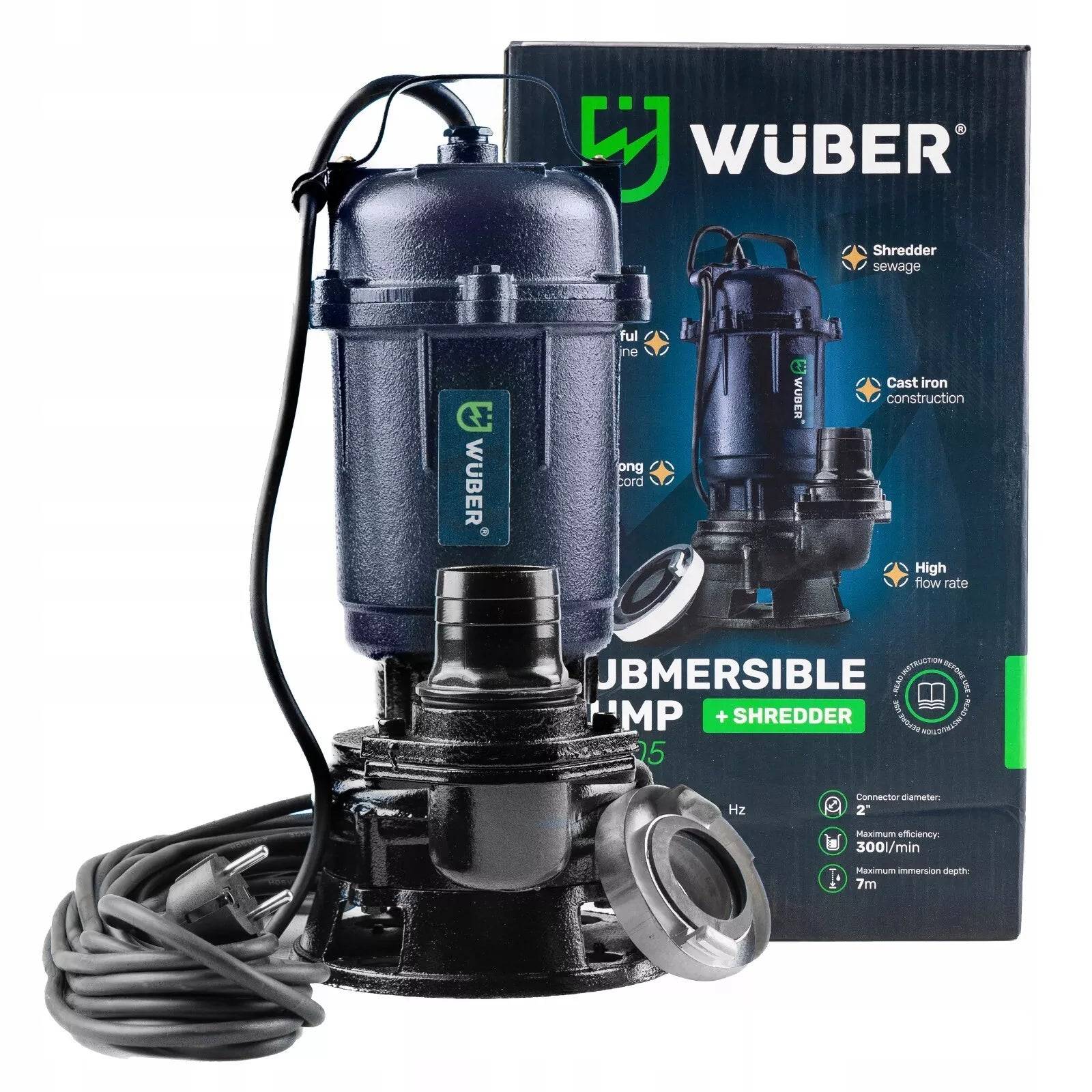 Entrepotbrico - Pompe vide cave fosse septique avec broyeur d'eau + TUYAU 2'' 30M WUBER 2500 W 18000 l/h - Image 4