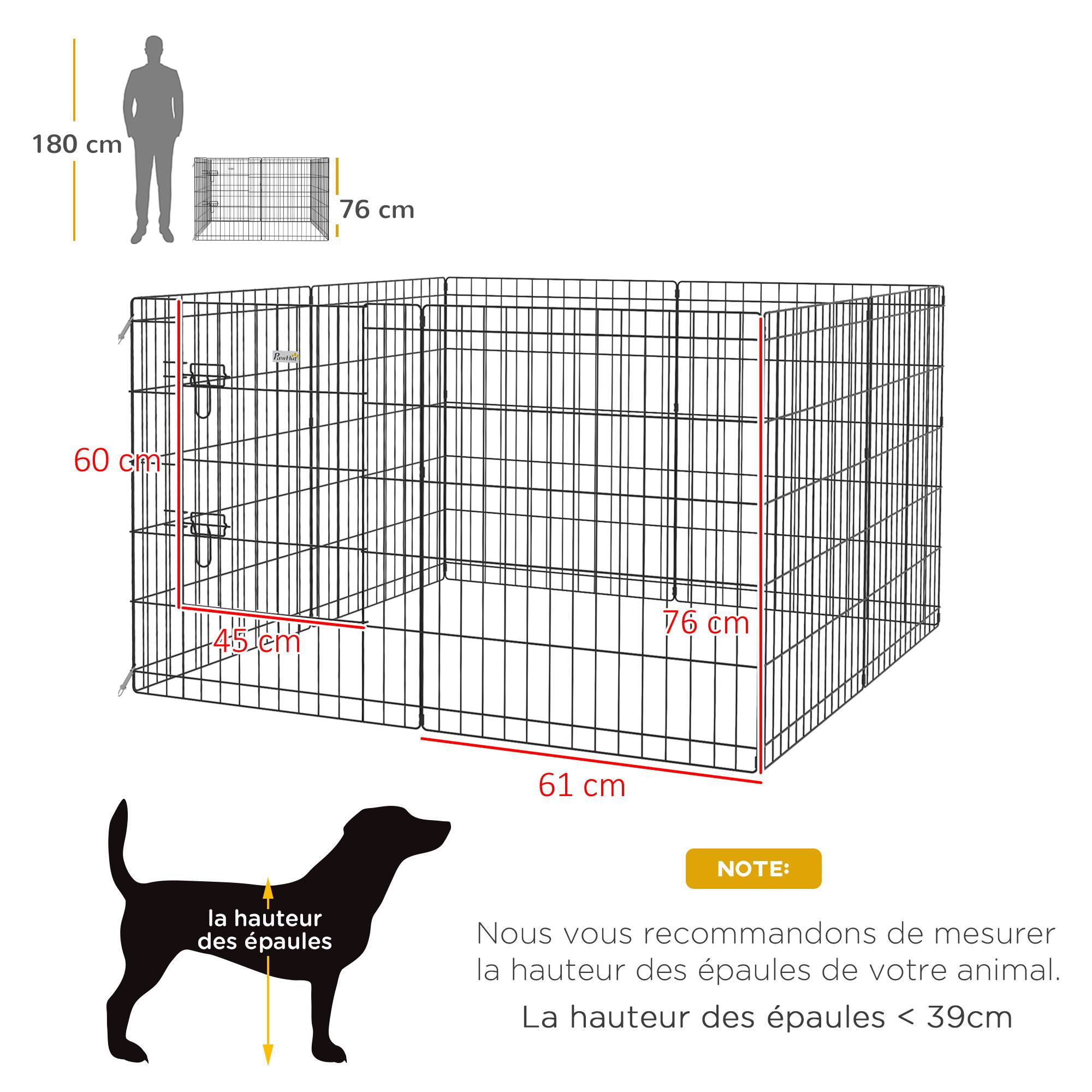 Parc chiot lapin métal intérieur extérieur modulable pliant 76x61cm noir - ComfortXL Outdoor Living - Image 5