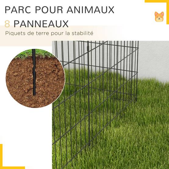 Parc chiot lapin métal intérieur extérieur modulable pliant 76x61cm noir - ComfortXL Outdoor Living - Image 8