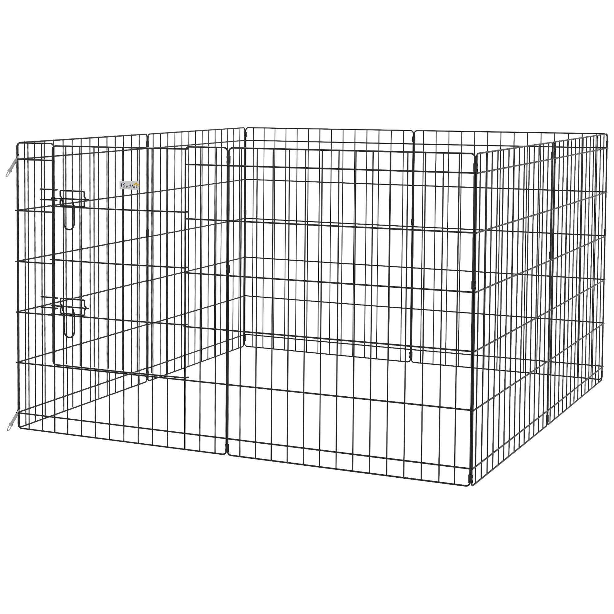Parc chiot lapin métal intérieur extérieur modulable pliant 76x61cm noir - ComfortXL Outdoor Living - Image 2