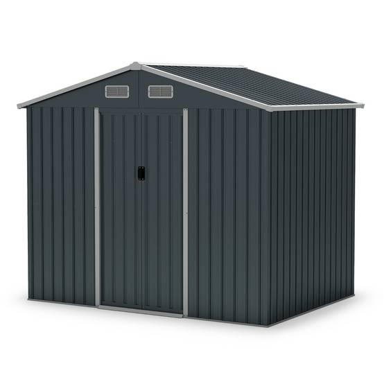 Abri de jardin grand abri à outils 226 x 162 x 196 cm accès pratique et ventilation optimale style moderne en métal gris
