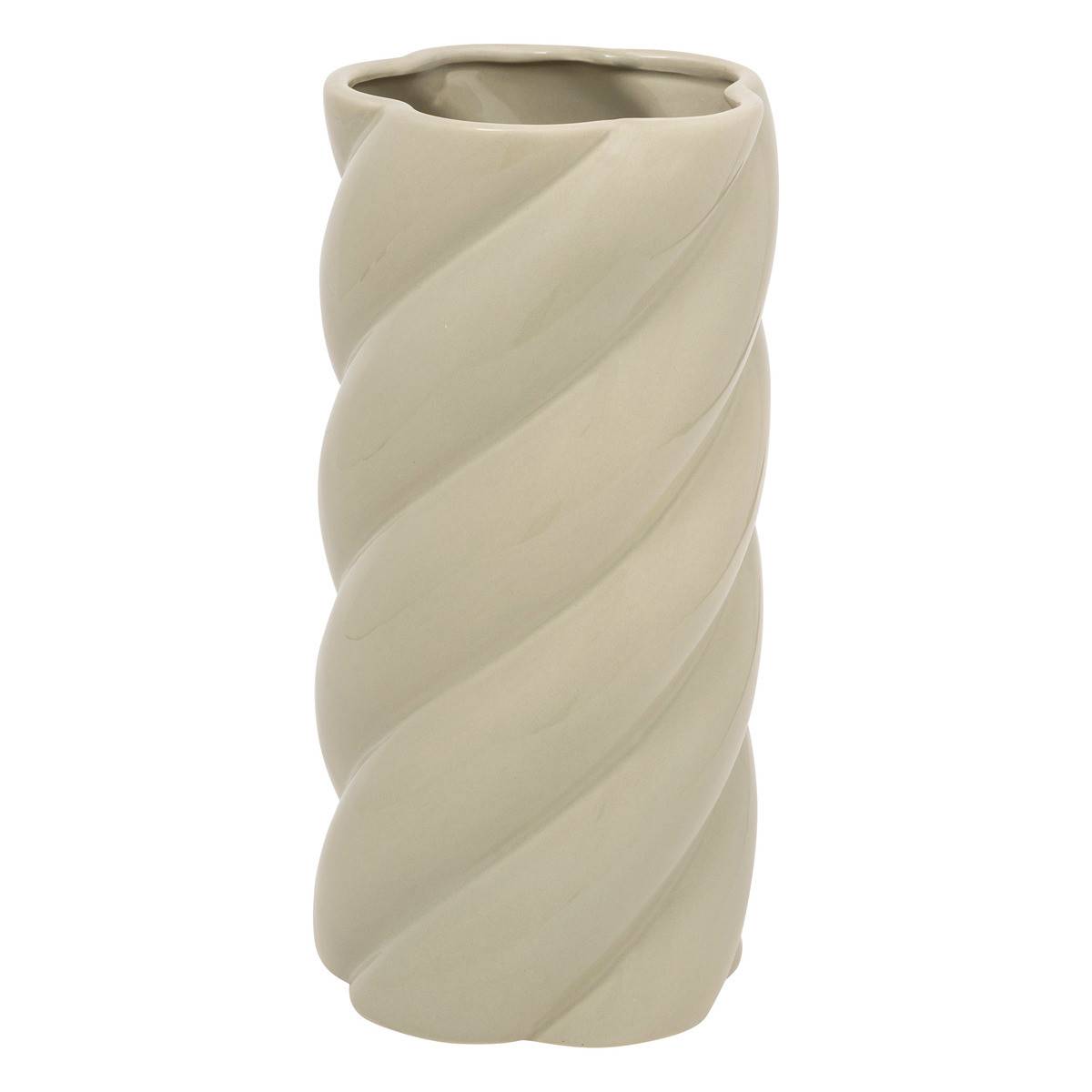 Vase torsadé en céramique Vert Clair D 11,8 x H 25,2 cm - Image 1