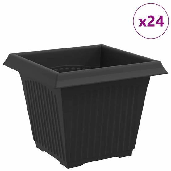 Lot de 24 Pots de Fleurs Carrés Plastique pour Terrasse Balcon 20x20x16 cm Noir - ComfortXL Outdoor Living - Image 2