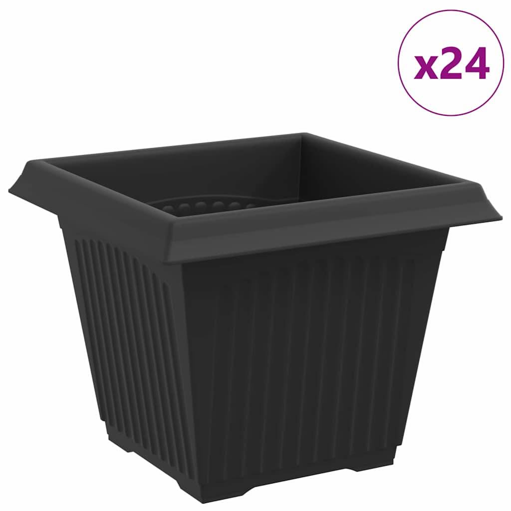Lot de 24 Pots de Fleurs Carrés Plastique pour Terrasse Balcon 20x20x16 cm Noir - ComfortXL Outdoor Living - Image 2