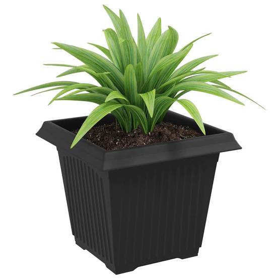 Lot de 24 Pots de Fleurs Carrés Plastique pour Terrasse Balcon 20x20x16 cm Noir - ComfortXL Outdoor Living - Image 3