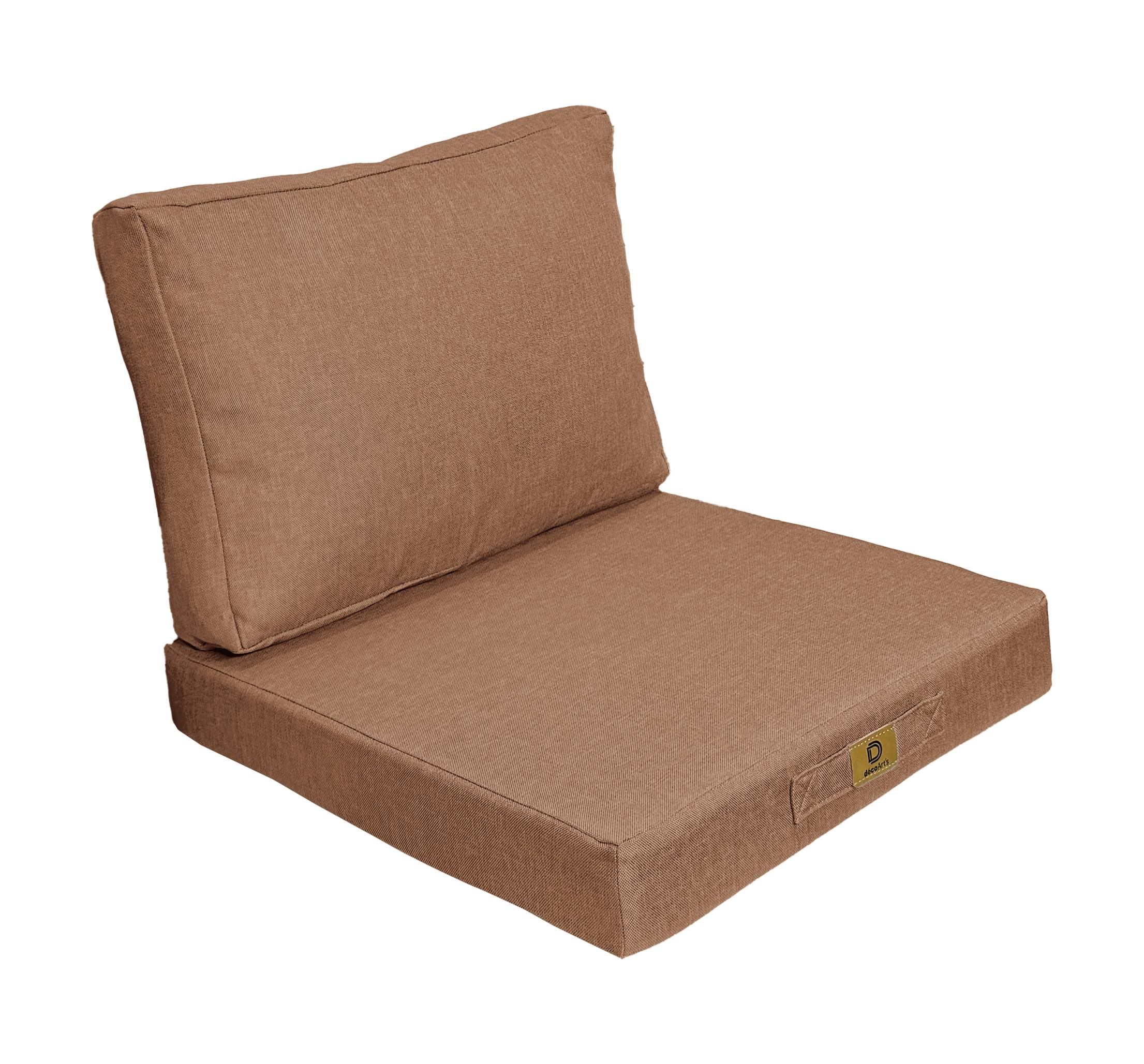 Coussins pour fauteuil effet lin déhoussable 50x50cm Terracotta - Déco arts - Image 1