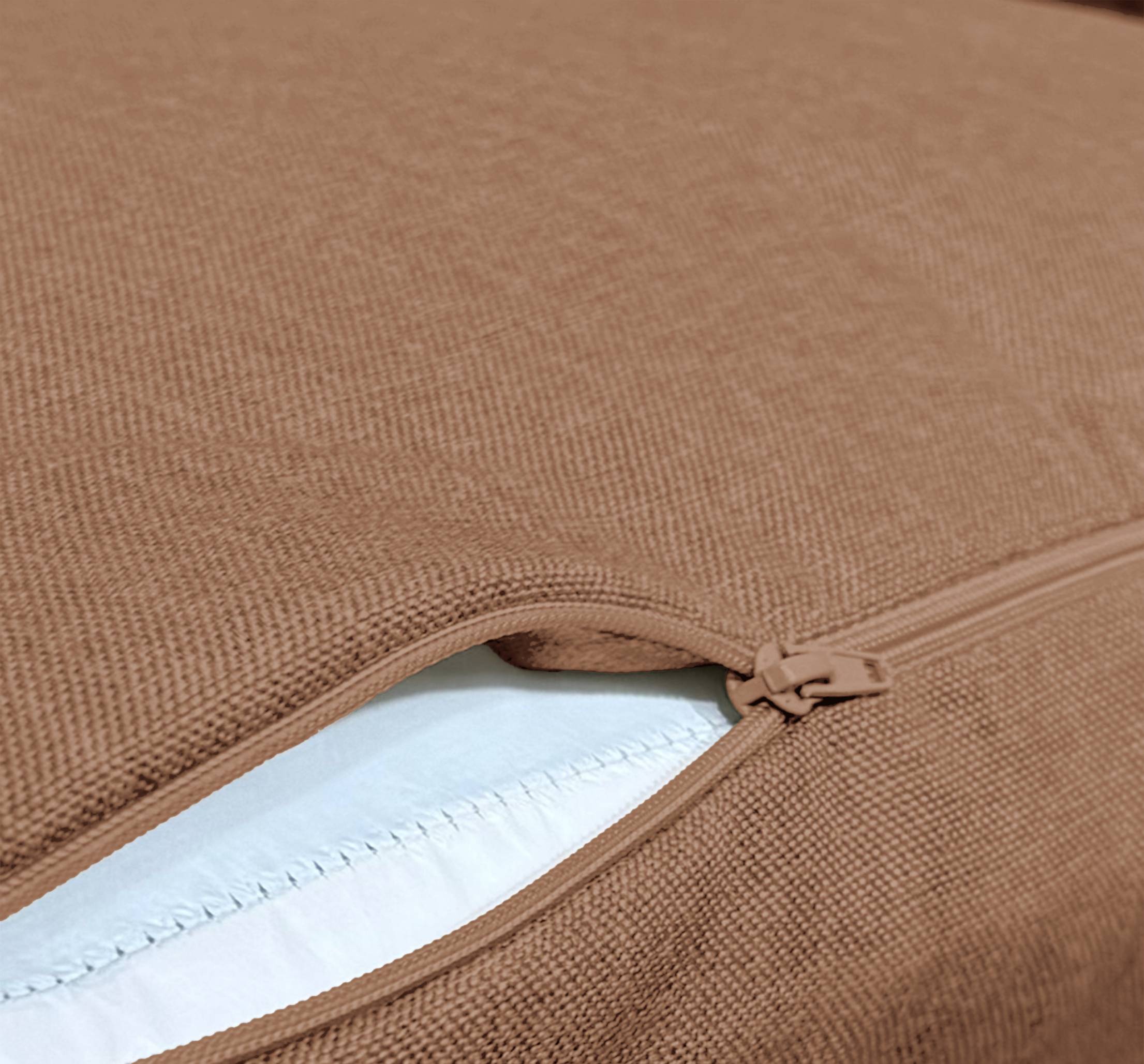 Coussins pour fauteuil effet lin déhoussable 50x50cm Terracotta - Déco arts - Image 4