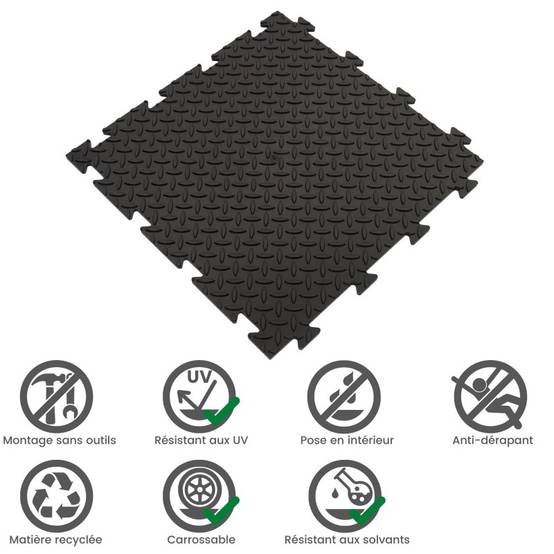 Dalle clipsable en PVC Motif "grain de riz" - Noir 50 x 50 cm - ArtPlast - Image 3