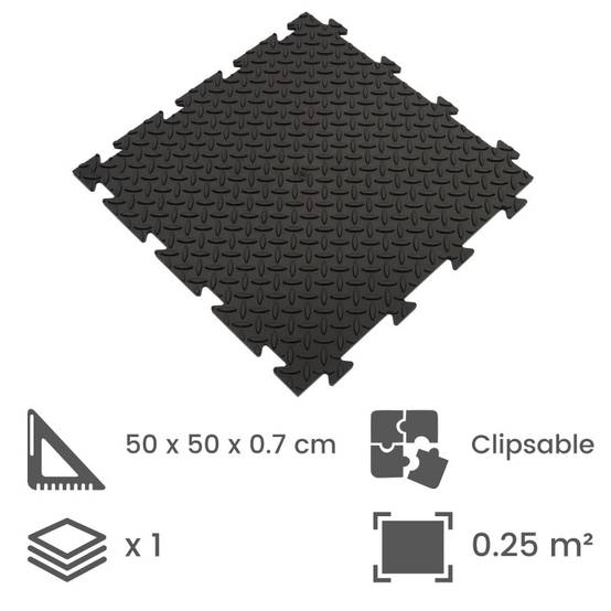 Dalle clipsable en PVC Motif "grain de riz" - Noir 50 x 50 cm - ArtPlast - Image 2