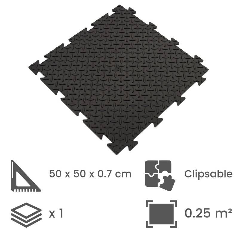 Dalle clipsable en PVC Motif "grain de riz" - Noir 50 x 50 cm - ArtPlast - Image 2