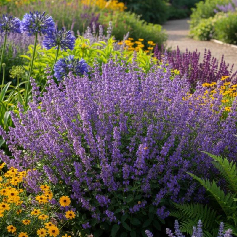 Herbe aux chats - Menthe des chats Cat's Pajamas, Nepeta à fleurs Bleue/Violette - feuillage Persistant - Godet - 5/20 cm - Image 1