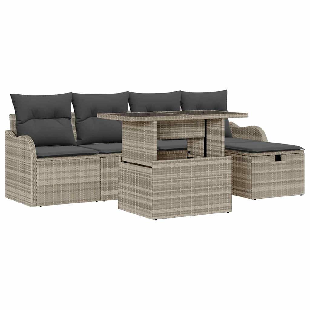 ComfortXL - Petit salon de jardin 5 places en poly rotin avec coffres de rangement pour balcon Gris Clair – ComfortXL Outdoor Living - Image 2