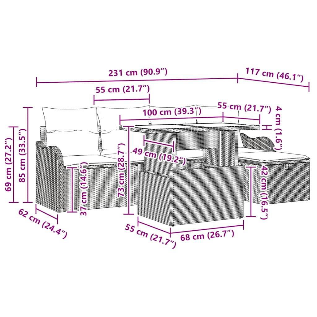 ComfortXL - Petit salon de jardin 5 places en poly rotin avec coffres de rangement pour balcon Gris Clair – ComfortXL Outdoor Living - Image 4