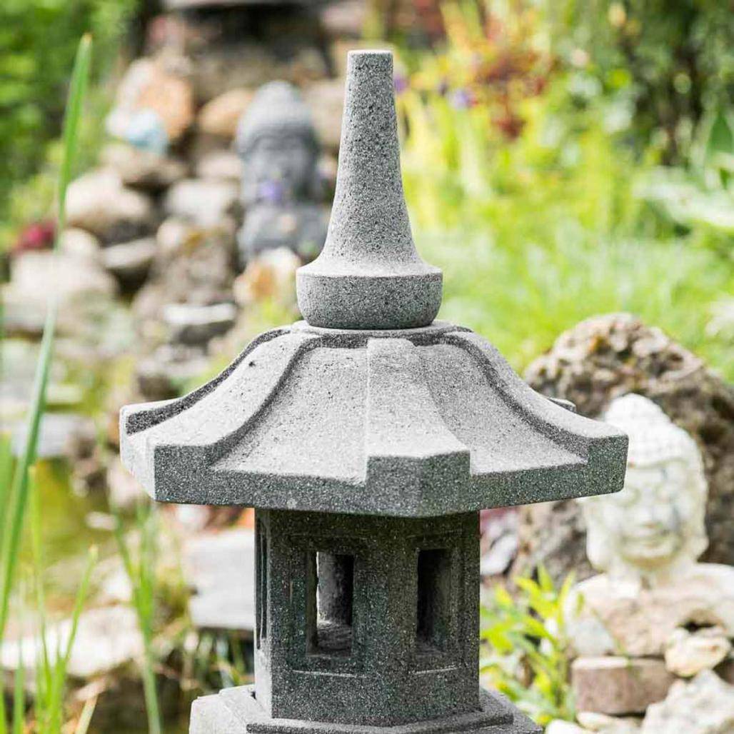 Lanterne Solaire Japonaise Zen Bleu – Lampe Pagode Jardin Extérieur LED, Style Pagode Asiatique, Résistante Aux Intempéries Et Gel