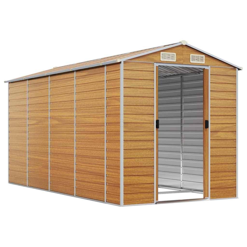 Vidaxl - Abri de jardin marron clair 191x385x198 cm acier galvanisé vidaXL 3188278 - Image 9