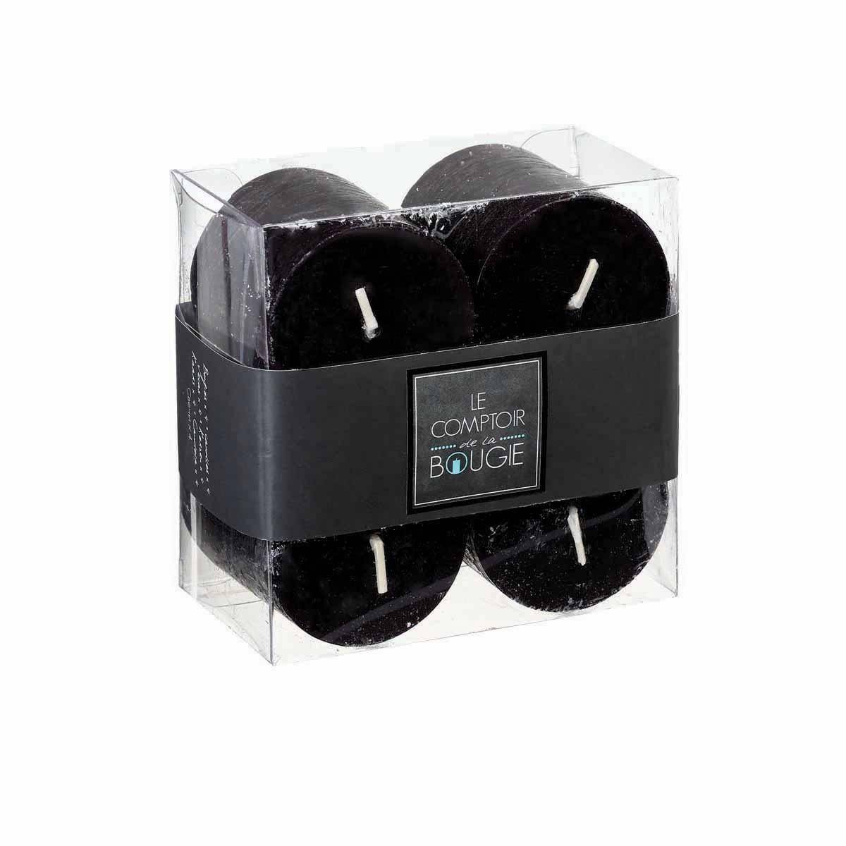 Atmosphera - Lot de 4 Bougies Votive Rustique Noir D 4.5 cm - Image 3