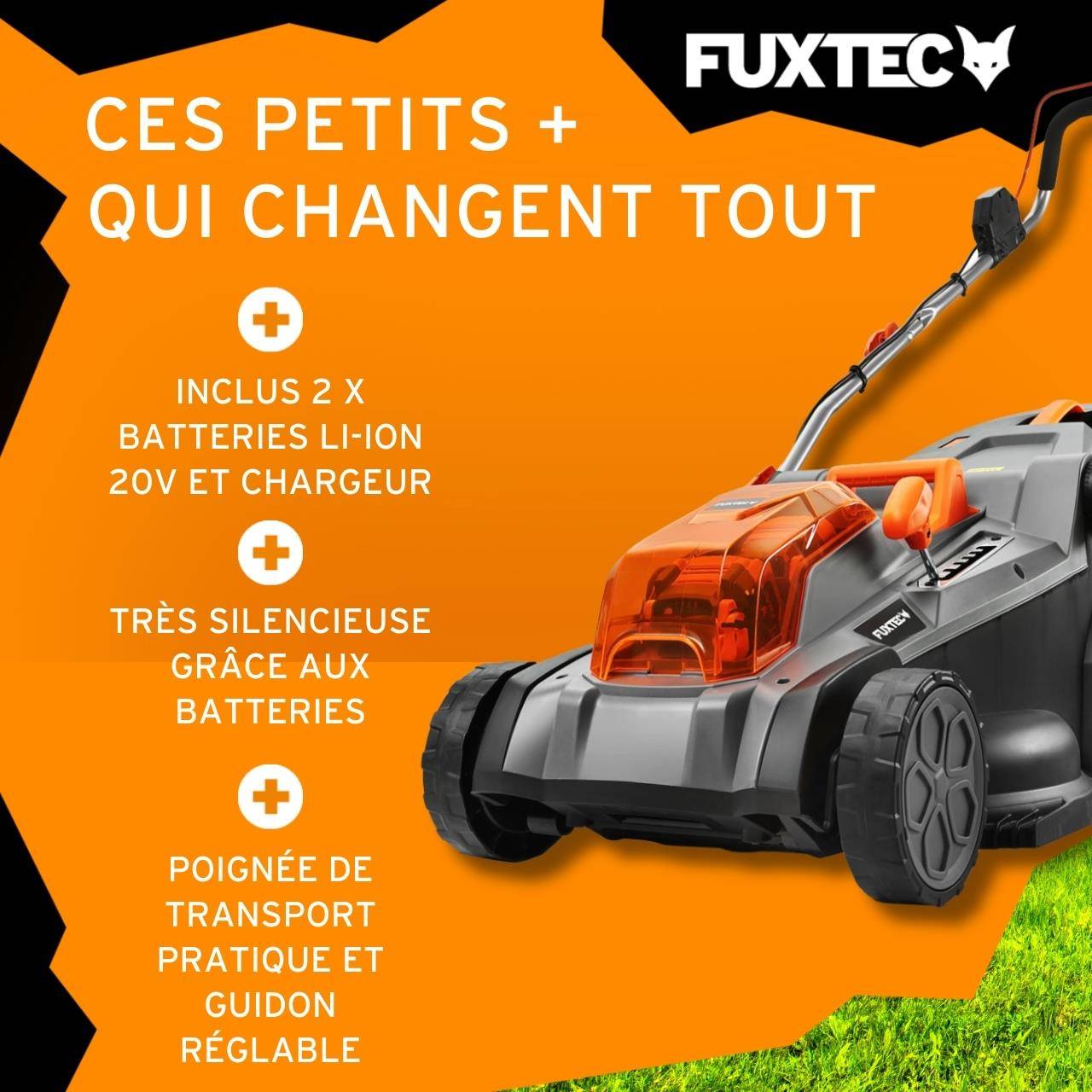 FUXTEC - Tondeuse à gazon sans fil 40 V coupe 43 cm bac 40 L avec 2 batteries 4 Ah FX-E2RM43 - Fuxtec - Image 4