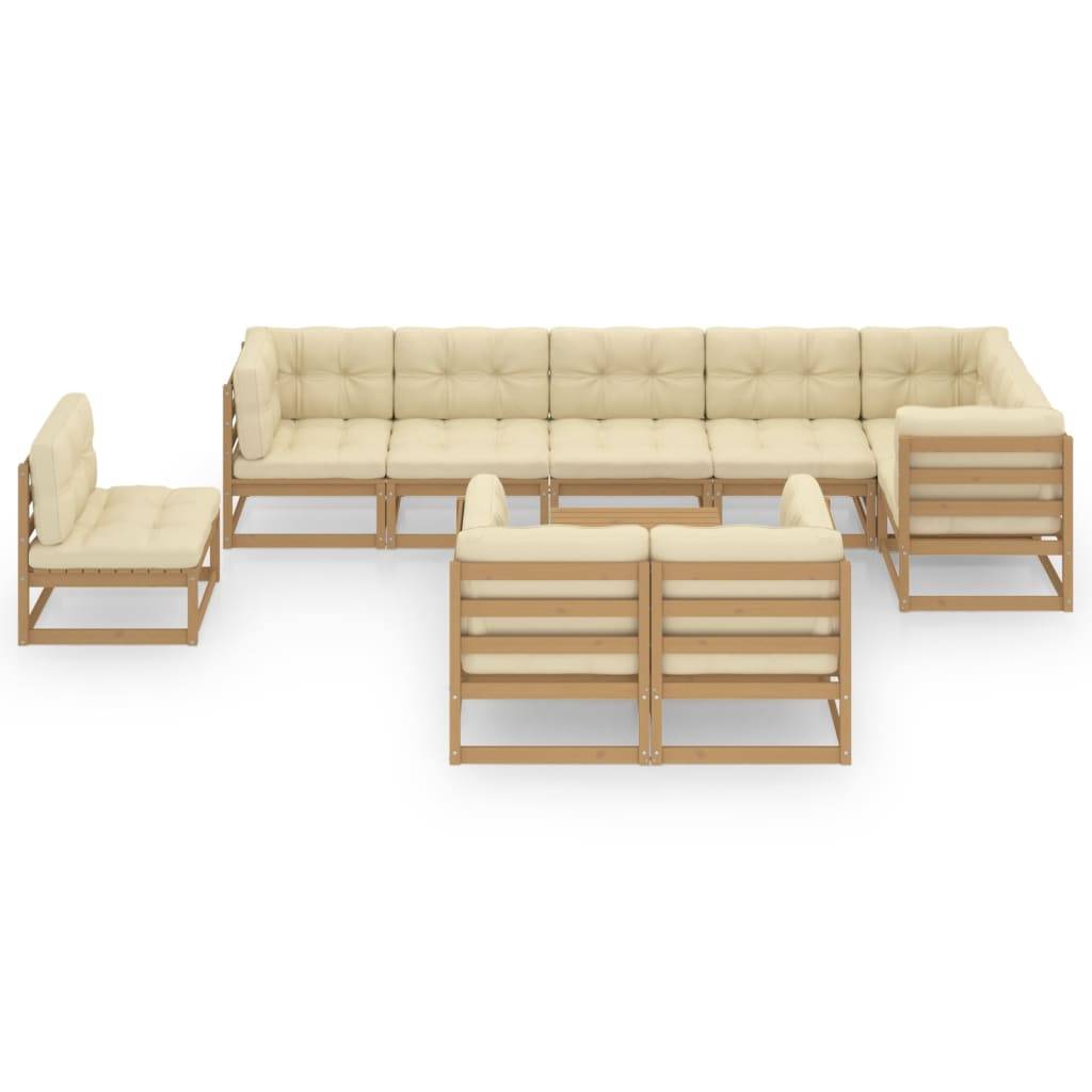 Helloshop26 - Salon de jardin meuble d'extérieur ensemble de mobilier 10 pièces avec coussins bois de pin massif - Image 2