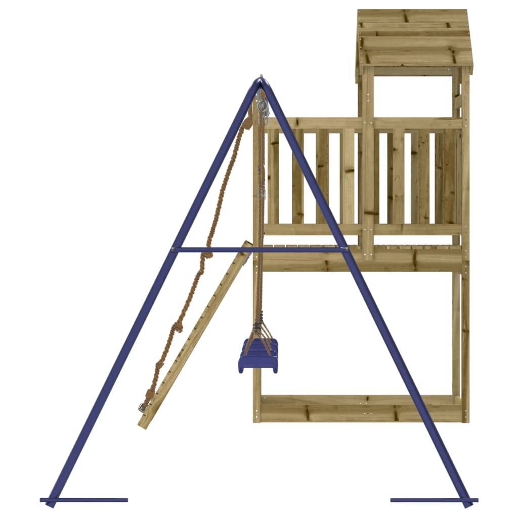 Helloshop26 - Aire de jeux d'extérieur balançoires toboggan portiques robuste jeux jardin 314 x 186 x 214 cm bois de pin imprégné - Image 3