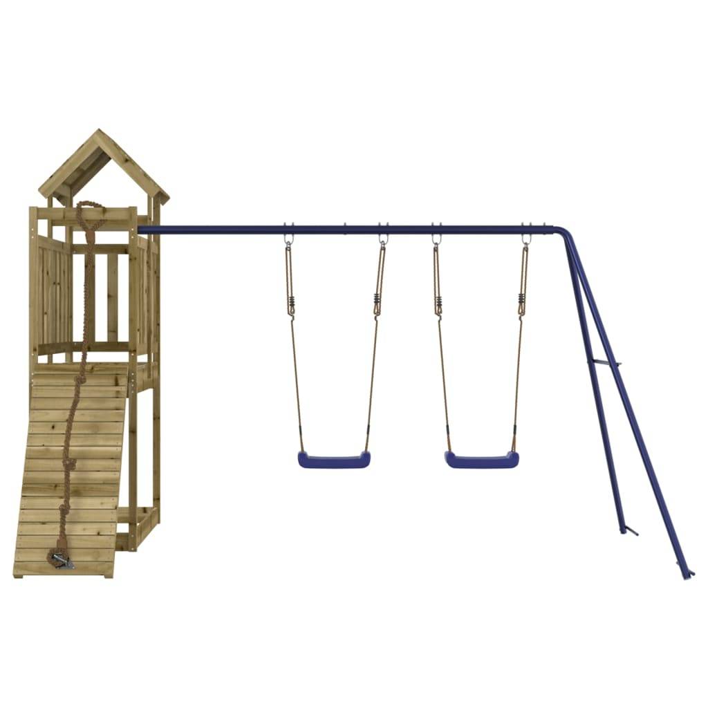 Helloshop26 - Aire de jeux d'extérieur balançoires toboggan portiques robuste jeux jardin 314 x 186 x 214 cm bois de pin imprégné - Image 2