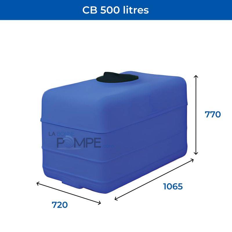 Cuve récupération eau de pluie 500L - Réservoir aérien cubique bleu - Polyéthylène - ELBI CB - Image 2