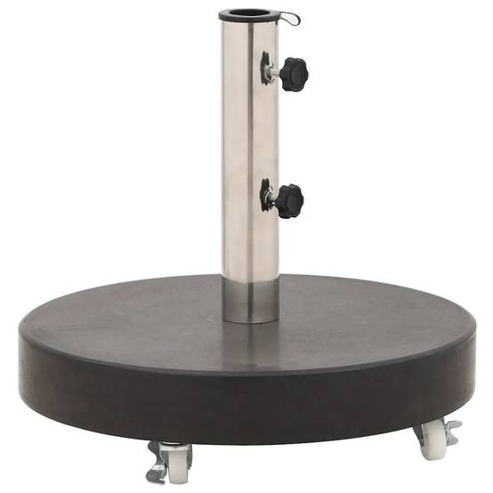 Socle de parasol rond 45 x 30 cm avec roulettes pour installation facile en granit noir - Image 1