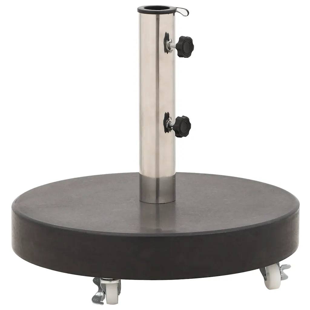 Socle de parasol rond 45 x 30 cm avec roulettes pour installation facile en granit noir - Image 1