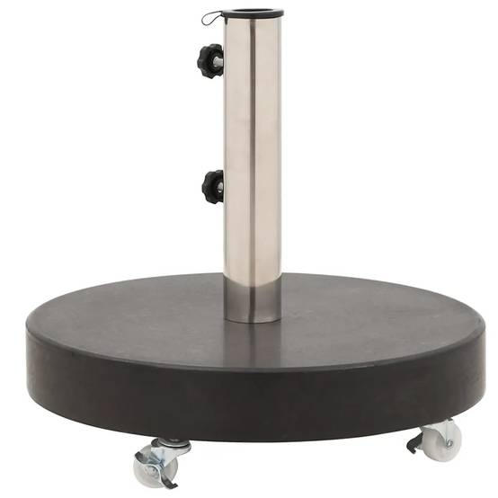 Socle de parasol rond 45 x 30 cm avec roulettes pour installation facile en granit noir - Image 4