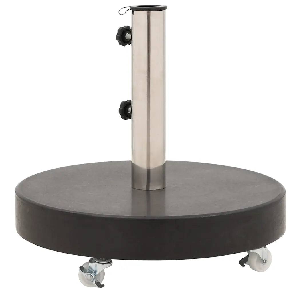 Socle de parasol rond 45 x 30 cm avec roulettes pour installation facile en granit noir - Image 4