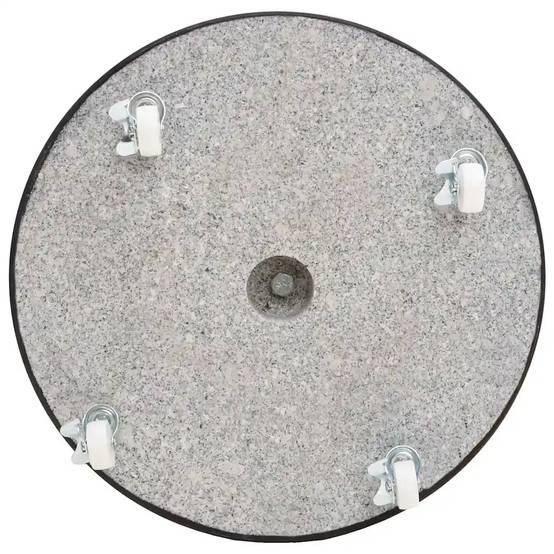 Socle de parasol rond 45 x 30 cm avec roulettes pour installation facile en granit noir - Image 6