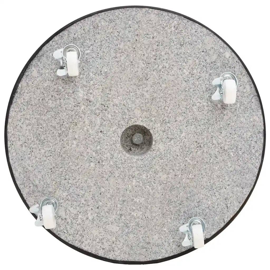 Socle de parasol rond 45 x 30 cm avec roulettes pour installation facile en granit noir - Image 6