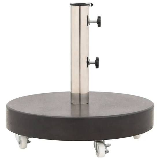 Socle de parasol rond 45 x 30 cm avec roulettes pour installation facile en granit noir - Image 3