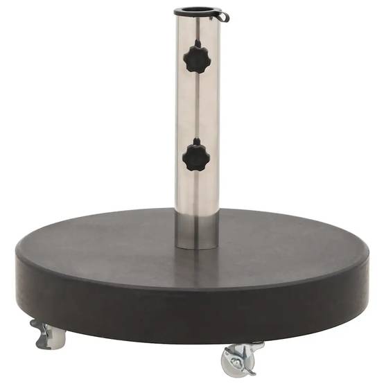 Socle de parasol rond 45 x 30 cm avec roulettes pour installation facile en granit noir - Image 2