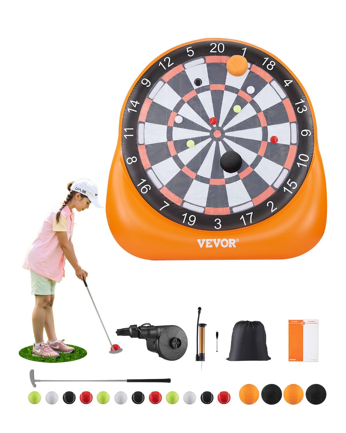 Vevor - VEVOR Cible Foot Gonflable Jeu de Fléchettes Géante 2 m avec Ballons et Pompes - Image 1
