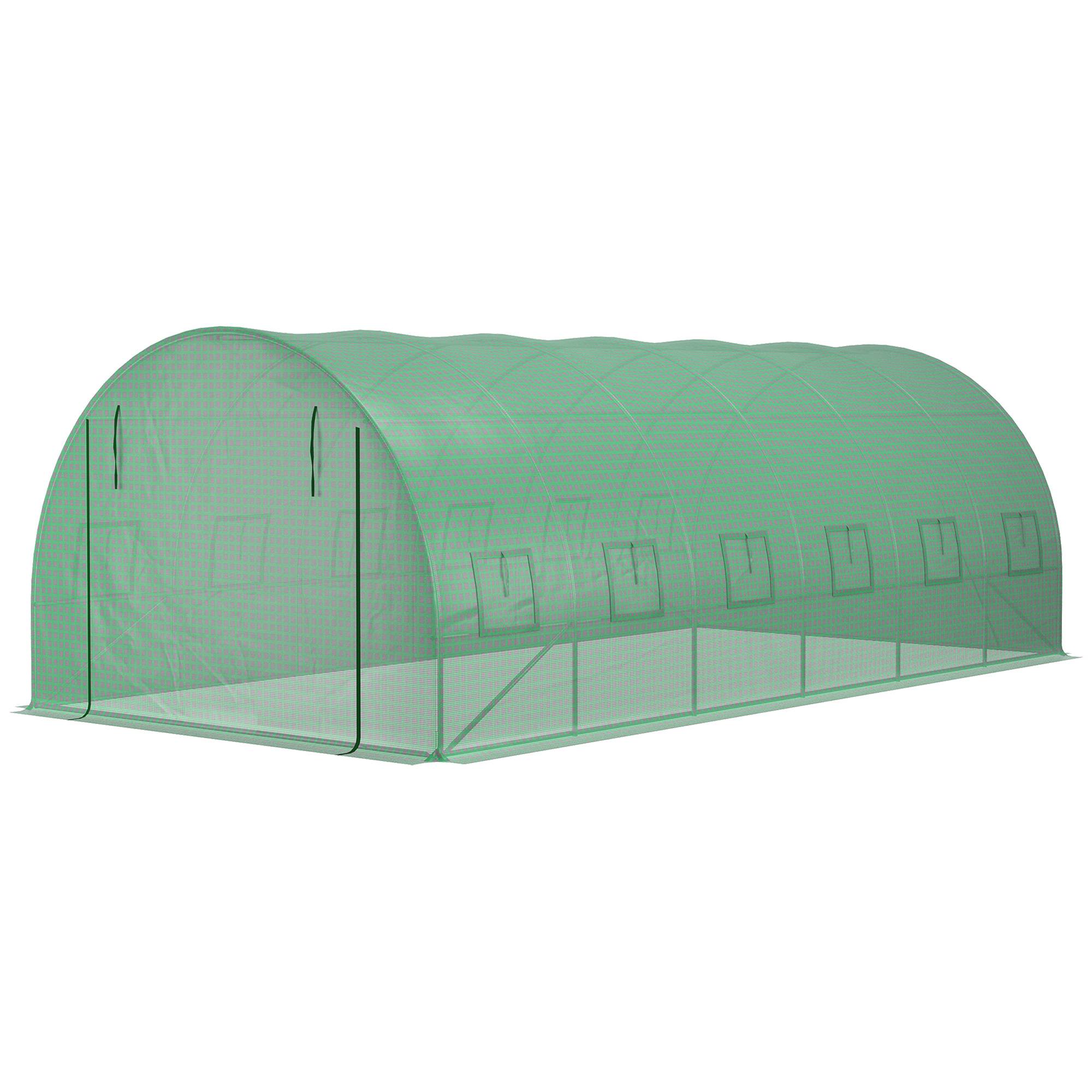 Bâche de Rechange pour Serre Tunnel 18 m² 6 x 3 x 2 m, PE Anti-UV Imperméable, Porte et 12 Fenêtres - Image 9