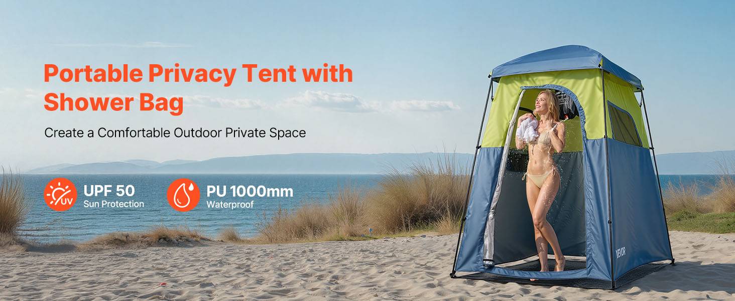 Vevor - VEVOR Tente de douche camping, abri d'intimité portable 167x167x218 cm, Oxford 150D, UPF 50, imperméable, sac de douche inclus. - Image 9