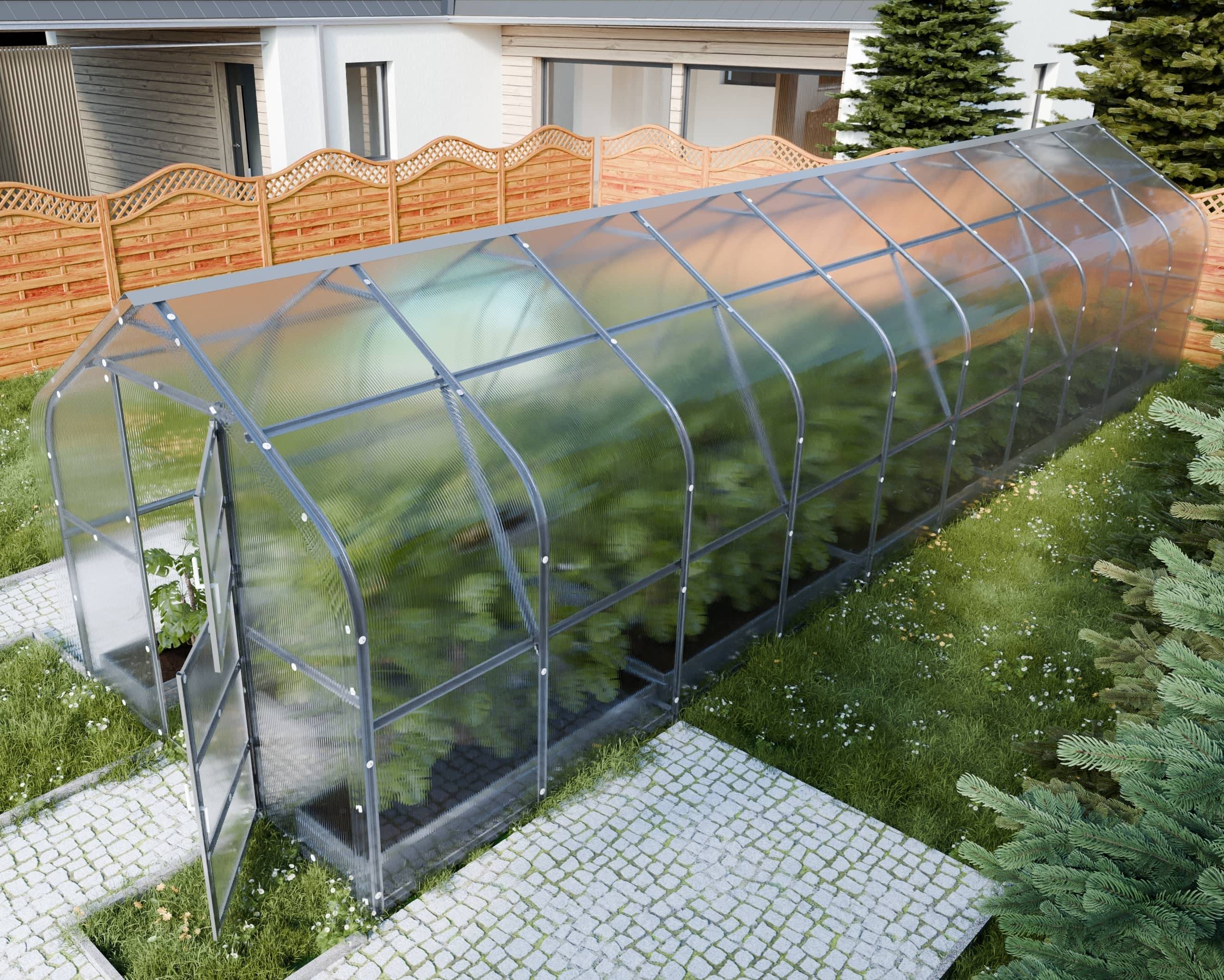 Serre KLASIKA*DROP 25m2, 2,5m x 10m, 4 mm avec revêtement en polycarbonate - Image 1