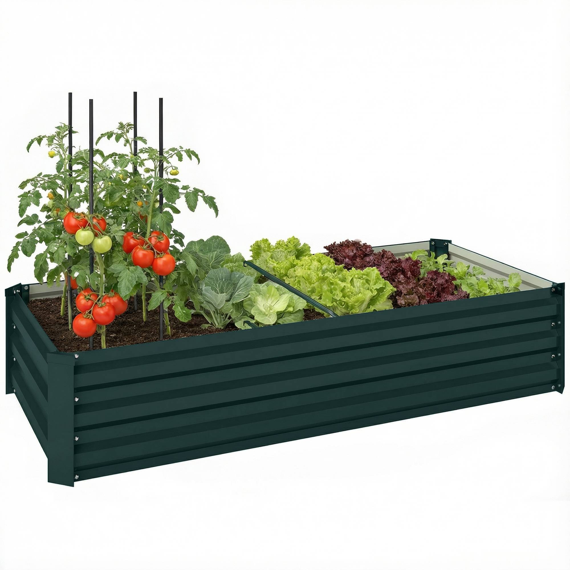 Sans Marque - Jardinière rectangulaire potager acier galvanisé bordure sécurité fond ouvert 150x70x30 cm vert - Image 1