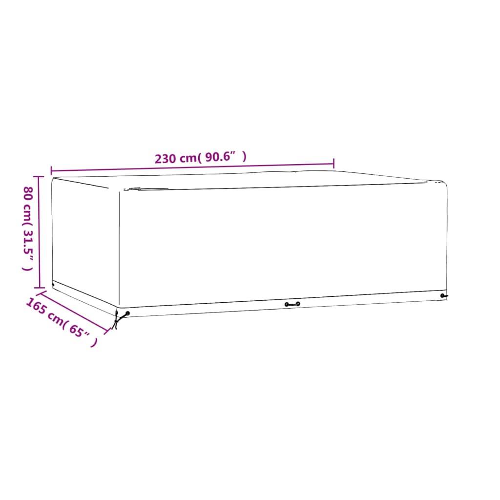 Housse Salon de Jardin Rectangulaire PE Étanche Protection UV pour Grande Table et Chaises de Jardin Noir 230x165x80cm – ComfortXL Outdoor Living - Image 9