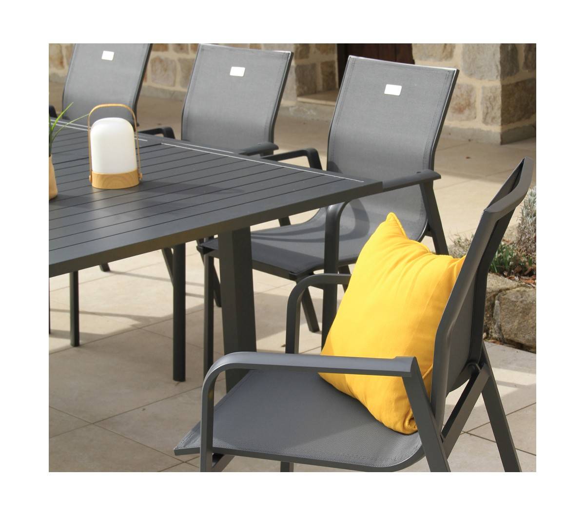 Ozalide - Ensemble table et chaises de jardin  8 places  Gris Anthracite  GUETHARY - Image 2