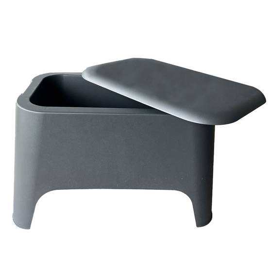 Table basse de jardin 59x 39x 36cm Anthracite Avec couvercle Extérieur / Intérieur TOOMAX - Image 2