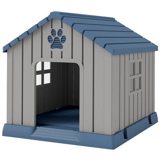 Niche chien extérieur plastique résistant taille moyenne plancher surélevé 85x79cm gris - ComfortXL Outdoor Living - Image 2