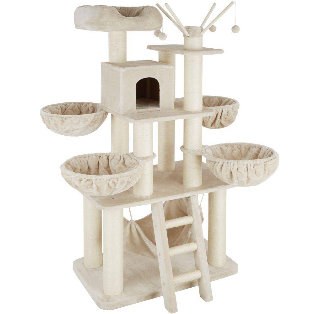Arbre à chat 195 cm beige/blanc - Image 1