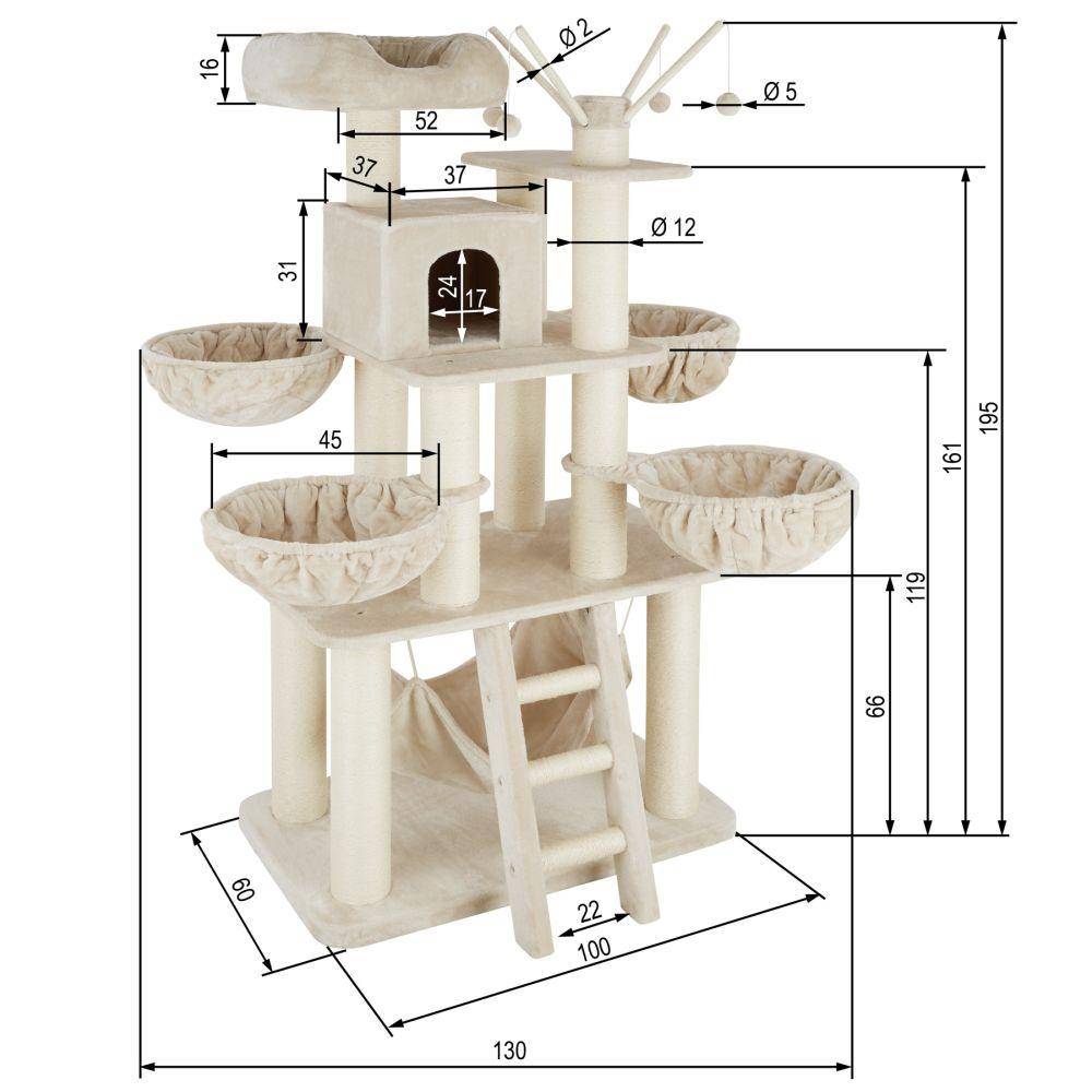 Arbre à chat 195 cm beige/blanc - Image 5