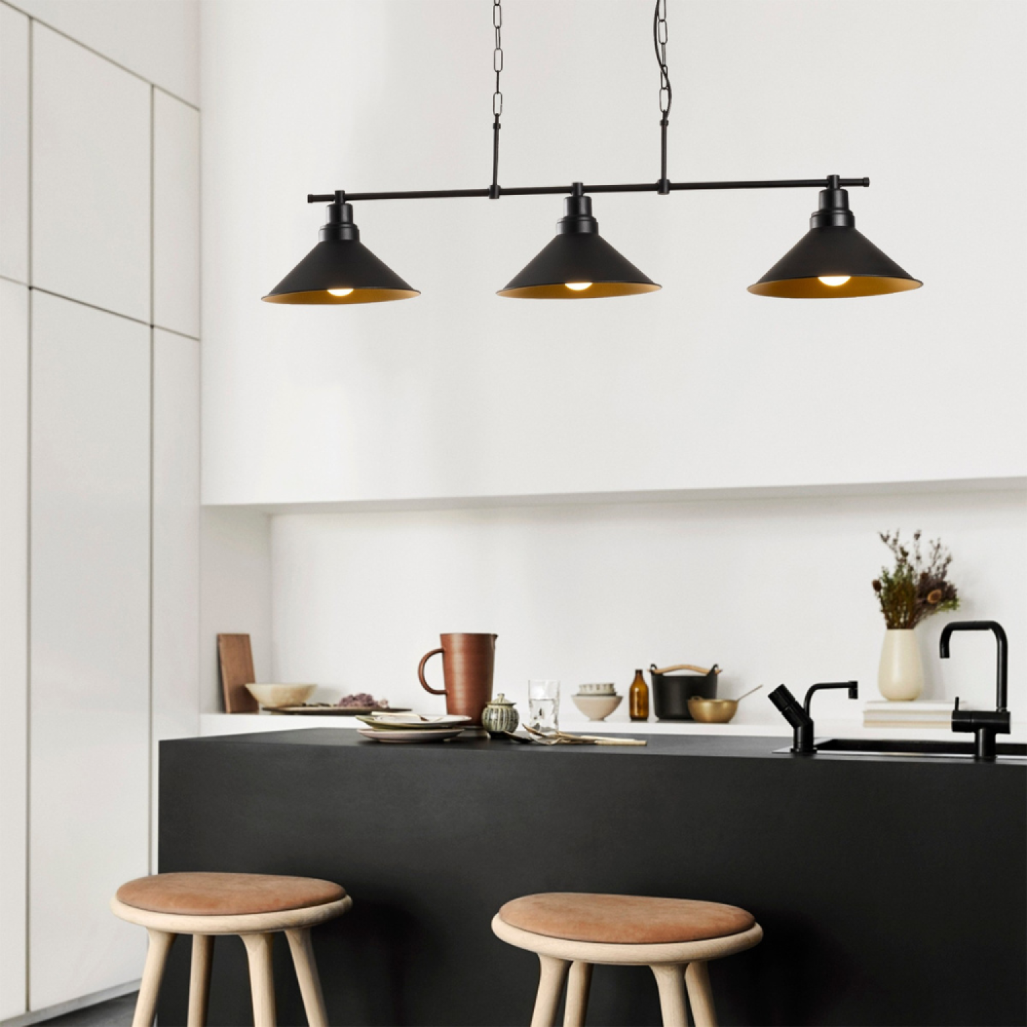 Concept Usine - Suspension industreille noire 3 ampoules ERIKA - Image 2