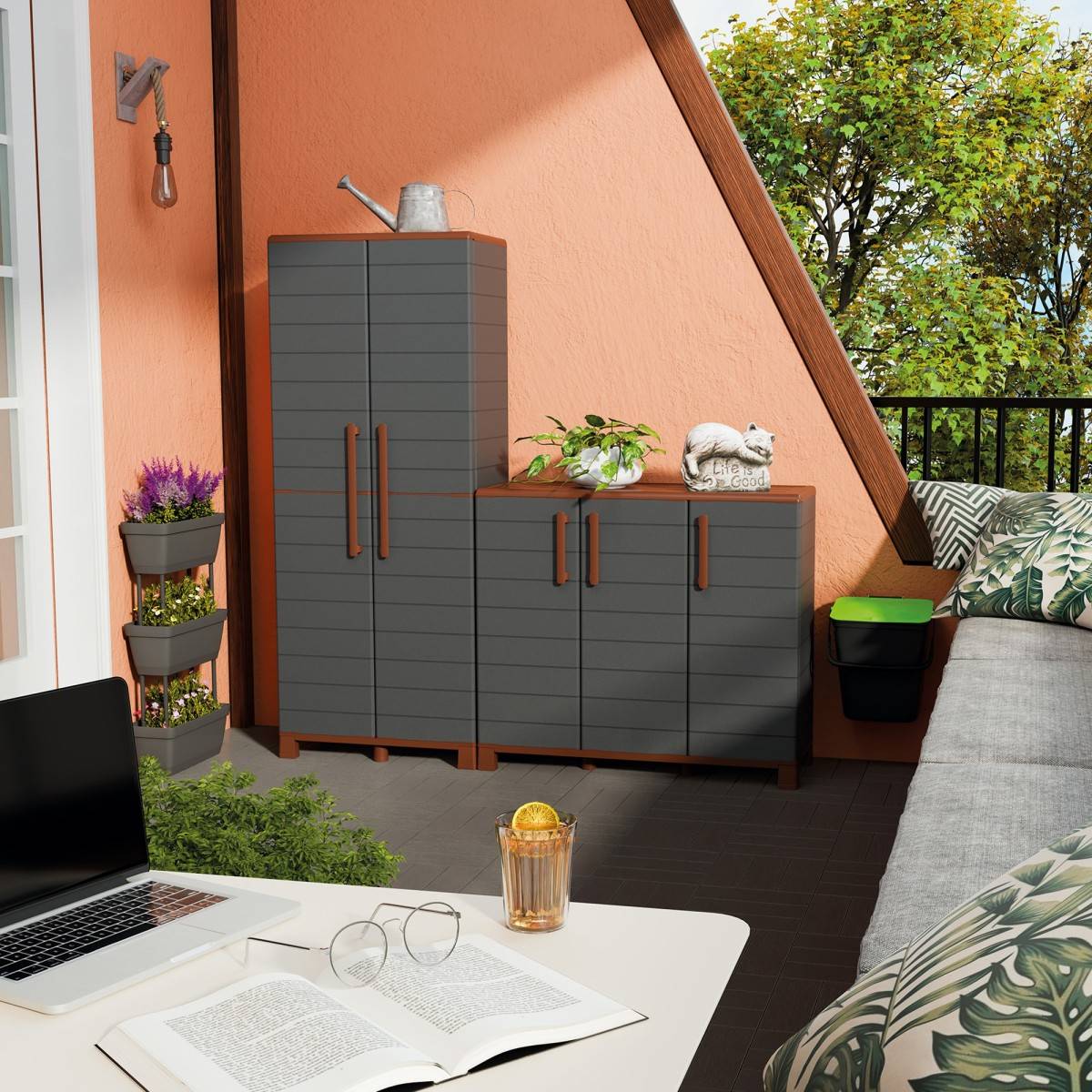 Armoire de rangement haute 2 portes 3 Etagères réglables 68 x 37 x 169cm - Meuble de Garage Atelier Buanderie Artplast - Image 4
