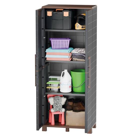 Armoire de rangement haute 2 portes 3 Etagères réglables 68 x 37 x 169cm - Meuble de Garage Atelier Buanderie Artplast - Image 2